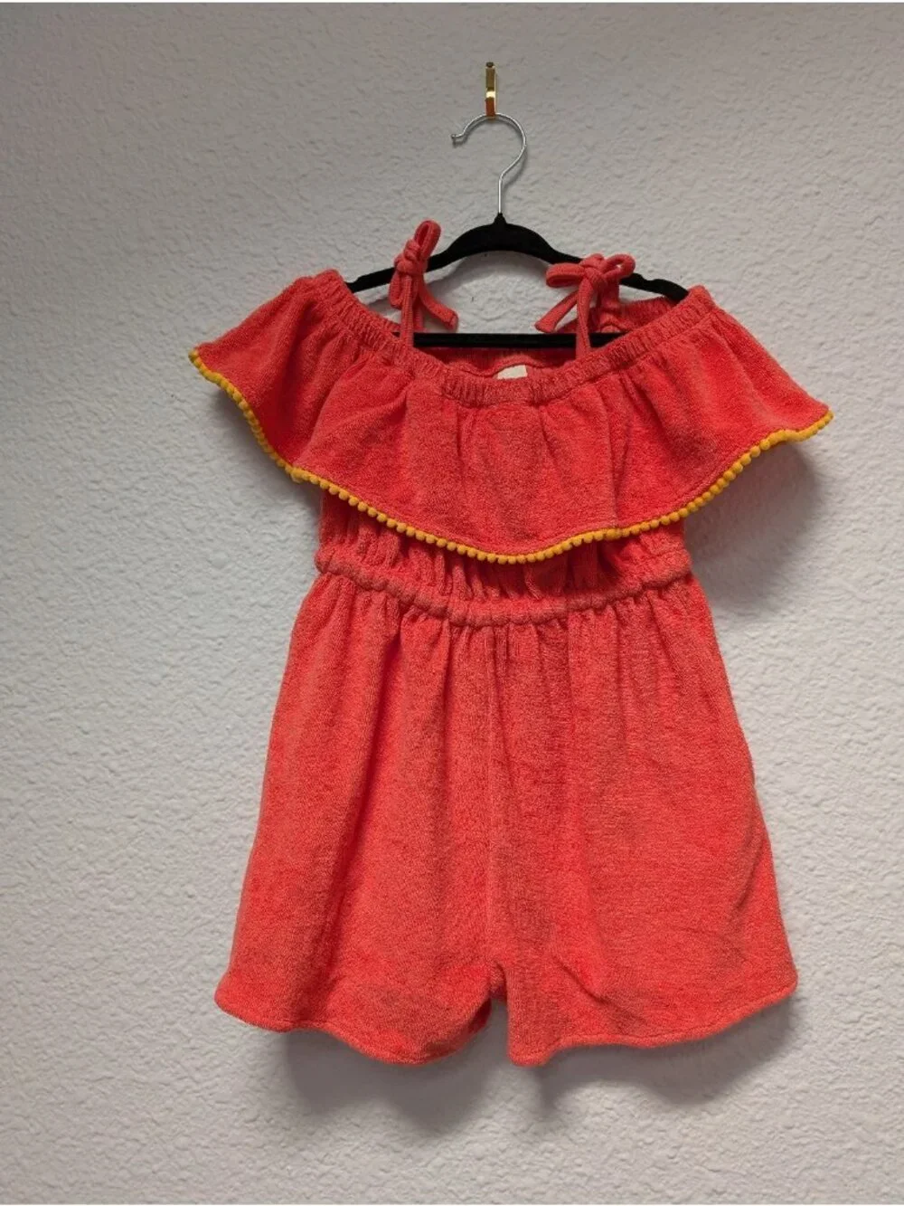Kate Quinn Organic Cotton Terry cloth Ruffle Shortie Swim Coverup 3T Emberglow